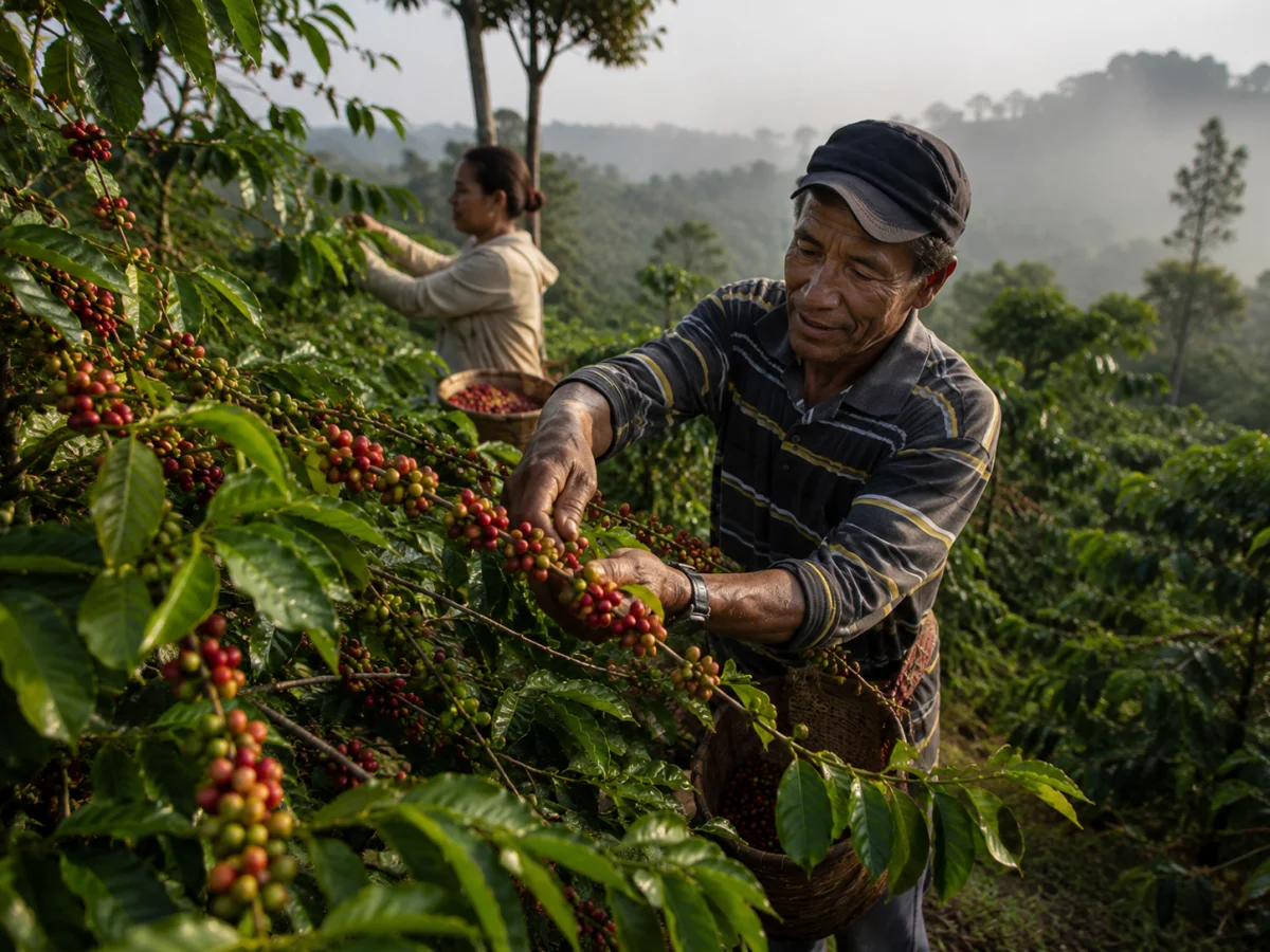 Coffee harvest in Letefoho during the dry season