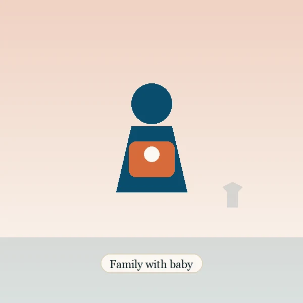 Portrait of a family traveler with a baby